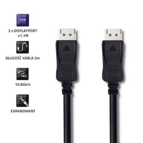 Qoltec DisplayPort v1.1 męski | DisplayPort v1.1 męski | 4K | 2m Qoltec DisplayPort v1.1 męski | DisplayPort v1.1 męski | 4K | 2m