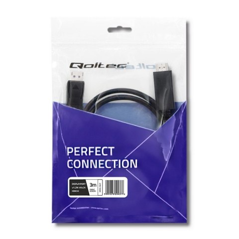 Qoltec DisplayPort v1.1 męski | HDMI męski | 4K | 3m Qoltec DisplayPort v1.1 męski | HDMI męski | 4K | 3m