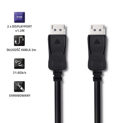 Qoltec DisplayPort v1.2 męski | DisplayPort v1.2 męski | 5K | 2m Qoltec DisplayPort v1.2 męski | DisplayPort v1.2 męski | 5K | 2m