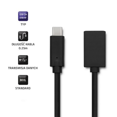 Qoltec Kabel USB 3.1 typ C męski | USB 2.0 typ A żeński | 0.25m Qoltec Kabel USB 3.1 typ C męski | USB 2.0 typ A żeński | 0.25m