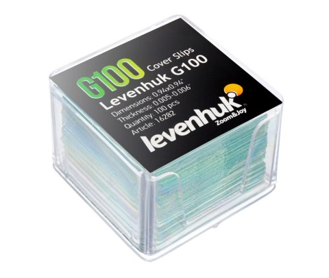 Szkiełka nakrywkowe Levenhuk G100, 100 sztuk Szkiełka nakrywkowe Levenhuk G100, 100 sztuk