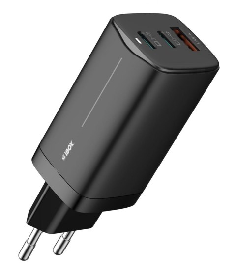 Ładowarka sieciowa GaN iBOX C-65 USB-C PD65W, kabel USB-C, Black Ładowarka sieciowa GaN iBOX C-65 USB-C PD65W, kabel USB-C, Black