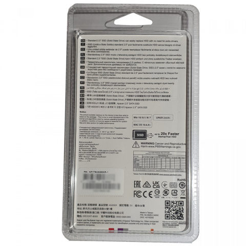 Dysk SSD Apacer AS350X 1TB SATA3 2,5" (560/540 MB/s) 7mm, TLC 3D NAND Dysk SSD Apacer AS350X 1TB SATA3 2,5" (560/540 MB/s) 7mm, TLC 3D NAND