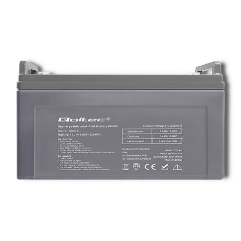Qoltec Akumulator AGM | 12V | 120Ah | max 1440A