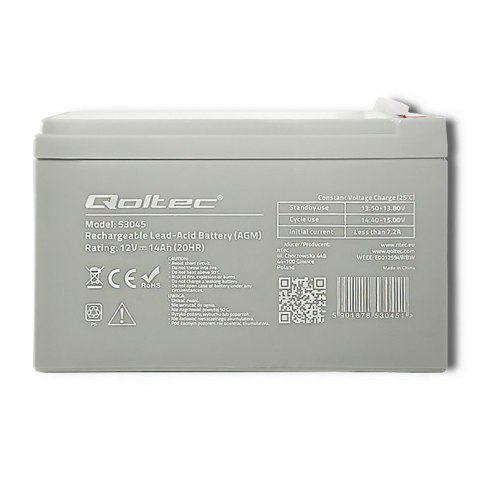 Qoltec Akumulator AGM | 12V | 14Ah |max. 210A