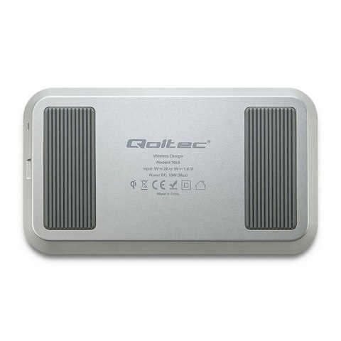 Qoltec Bezprzewodowa ładowarka indukcyjna | Qualcomm QuickCharge 3.0 10W | Srebrny Qoltec Bezprzewodowa ładowarka indukcyjna | Qualcomm QuickCharge 3.0 10W | Srebrny