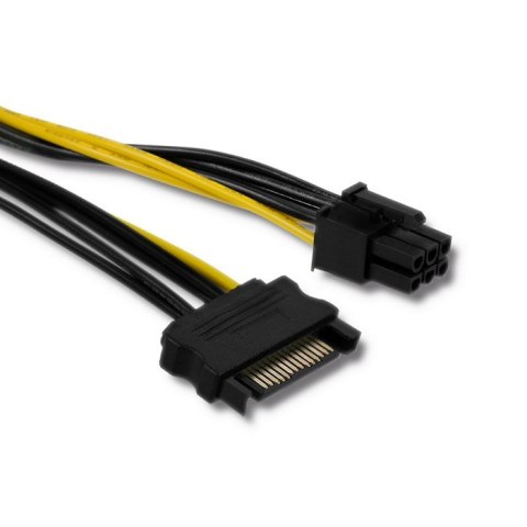 Qoltec Kabel zasilający SATA 15pin męski / PCI-E 6pin męski| 15cm Qoltec Kabel zasilający SATA 15pin męski / PCI-E 6pin męski| 15cm