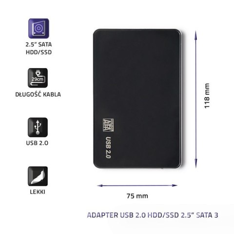 Qoltec Obudowa/kieszeń do dysków HDD/SSD 2.5" SATA3 | USB 2.0 | Czarny Qoltec Obudowa/kieszeń do dysków HDD/SSD 2.5" SATA3 | USB 2.0 | Czarny
