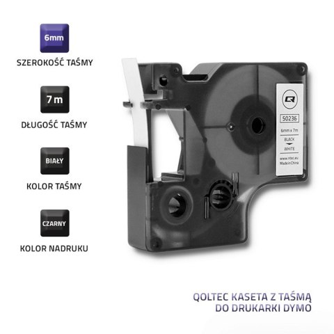 Qoltec Taśma do DYMO D1 43613 | 6mm x 7m | Biała/Czarny nadruk Qoltec Taśma do DYMO D1 43613 | 6mm x 7m | Biała/Czarny nadruk