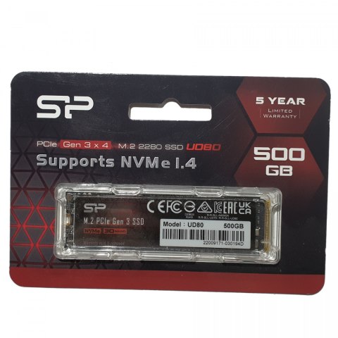 Dysk SSD Silicon Power UD80 500GB M.2 PCIe Gen3x4 NVMe (3400/2300 MB/s) Dysk SSD Silicon Power UD80 500GB M.2 PCIe Gen3x4 NVMe (3400/2300 MB/s)