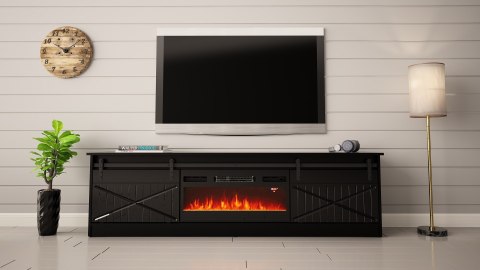 Szafka RTV GRANERO+kominek 200x56,7x35 czarny/czarny poł Szafka RTV GRANERO+kominek 200x56,7x35 czarny/czarny poł