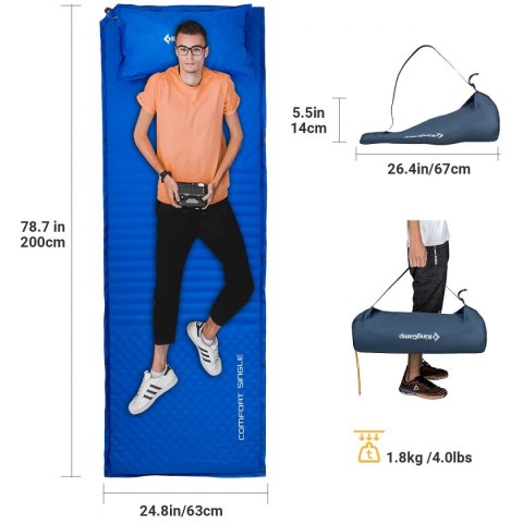 Mata Samopompująca KINGCAMP Comfort Single 198 cm Mata Samopompująca KINGCAMP Comfort Single 198 cm