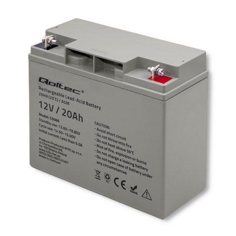 Qoltec Akumulator AGM | 12V | 20Ah | max. 300A Qoltec Akumulator AGM | 12V | 20Ah | max. 300A
