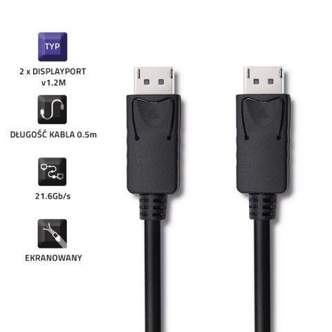 Qoltec DisplayPort v1.2 męski | DisplayPort v1.2 męski | 5K | 0.5m Qoltec DisplayPort v1.2 męski | DisplayPort v1.2 męski | 5K | 0.5m