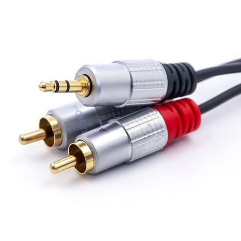 Qoltec Kabel 2x RCA / Mini Jack 3.5mm| 1m | Czarny Qoltec Kabel 2x RCA / Mini Jack 3.5mm| 1m | Czarny