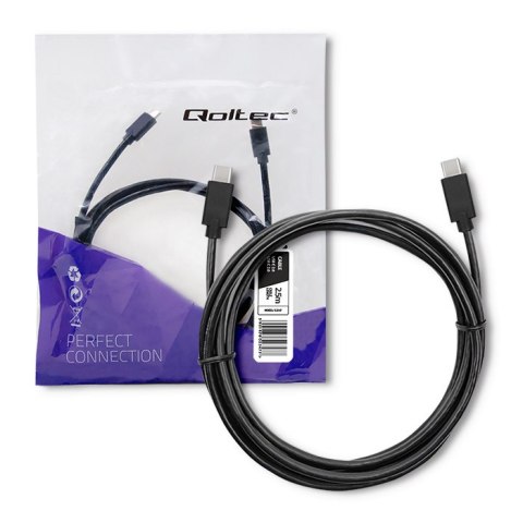 Qoltec Kabel USB 2.0 typ C męski | USB 2.0 typ C męski | 2.5m | Czarny Qoltec Kabel USB 2.0 typ C męski | USB 2.0 typ C męski | 2.5m | Czarny