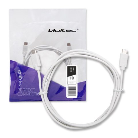 Qoltec Kabel USB 2.0 typ C męski | USB 2.0 typ C męski | 2m | Biały Qoltec Kabel USB 2.0 typ C męski | USB 2.0 typ C męski | 2m | Biały