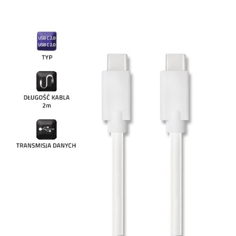 Qoltec Kabel USB 2.0 typ C męski | USB 2.0 typ C męski | 2m | Biały Qoltec Kabel USB 2.0 typ C męski | USB 2.0 typ C męski | 2m | Biały