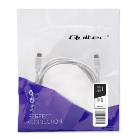 Qoltec Kabel USB 2.0 typ C męski | USB 2.0 typ C męski | 2m | Biały Qoltec Kabel USB 2.0 typ C męski | USB 2.0 typ C męski | 2m | Biały
