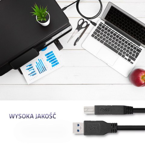 Qoltec Kabel USB 3.0 A Męski / USB B Męski | do drukarki | 1.8m Qoltec Kabel USB 3.0 A Męski / USB B Męski | do drukarki | 1.8m