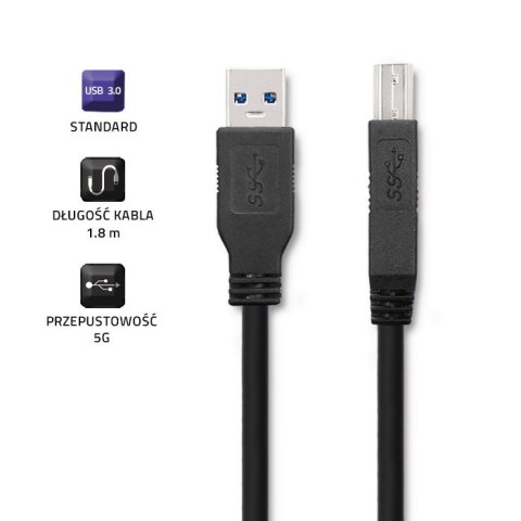 Qoltec Kabel USB 3.0 A Męski / USB B Męski | do drukarki | 1.8m Qoltec Kabel USB 3.0 A Męski / USB B Męski | do drukarki | 1.8m