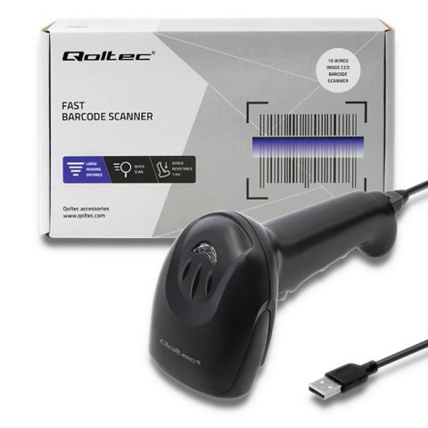 Qoltec Laserowy czytnik kodów kreskowych 1D | CCD | USB | Czarny Qoltec Laserowy czytnik kodów kreskowych 1D | CCD | USB | Czarny
