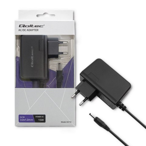 Qoltec Zasilacz wtyczkowy 15W | 5V | 3A | 3.0*1.0 Qoltec Zasilacz wtyczkowy 15W | 5V | 3A | 3.0*1.0