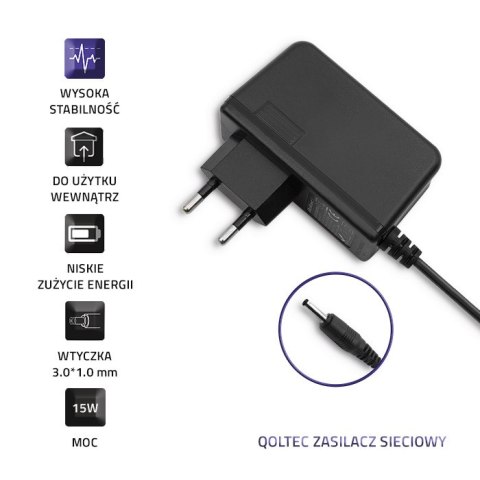Qoltec Zasilacz wtyczkowy 15W | 5V | 3A | 3.0*1.0 Qoltec Zasilacz wtyczkowy 15W | 5V | 3A | 3.0*1.0