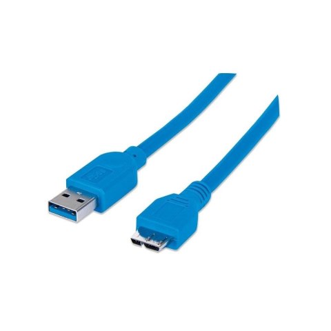 Kabel Manhattan USB 3.0 A / Micro-B M/M 1m niebieski Kabel Manhattan USB 3.0 A / Micro-B M/M 1m niebieski