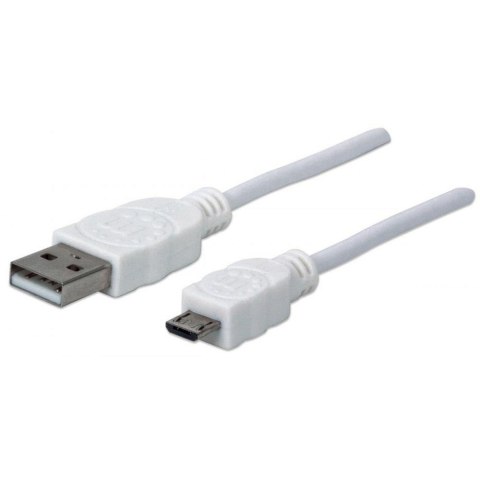 Kabel Manhattan USB-A/Micro-B M/M 0,6m biały Kabel Manhattan USB-A/Micro-B M/M 0,6m biały