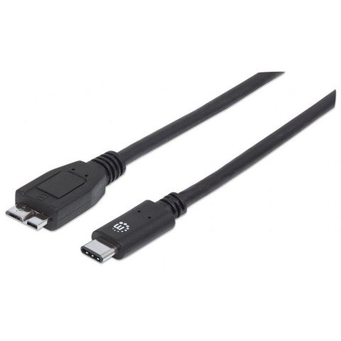 Kabel Manhattan USB-C 3.1 / MicroUSB-B 3.0 M/M 1m czarny Kabel Manhattan USB-C 3.1 / MicroUSB-B 3.0 M/M 1m czarny