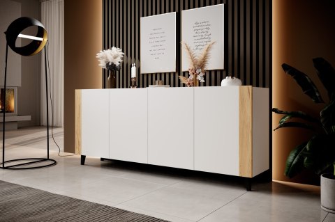 Komoda FARO 200x42x82 biały mat + dąb craft Komoda FARO 200x42x82 biały mat + dąb craft