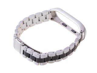 Bransoletka pasek Xiaomi Mi Band 3/ Xiaomi Mi Band 4 - srebrno czarna