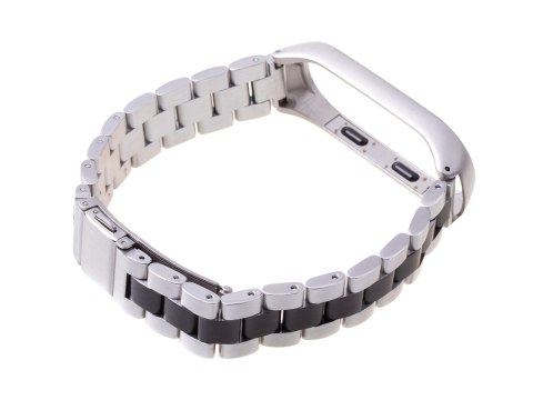 Bransoletka pasek Xiaomi Mi Band 3/ Xiaomi Mi Band 4 - srebrno czarna