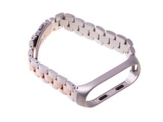 Bransoletka pasek Xiaomi Mi Band 3/ Xiaomi Mi Band 4 - srebrno rose gold