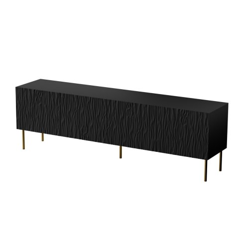 Szafka RTV JUNGLE 190x40,5x59,5 czarny mat + złote nóżki Szafka RTV JUNGLE 190x40,5x59,5 czarny mat + złote nóżki