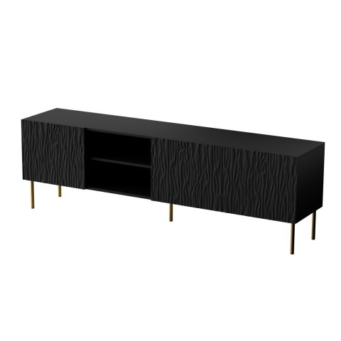 Szafka RTV JUNGLE 190x40,5x59,5 czarny mat + złote nóżki Szafka RTV JUNGLE 190x40,5x59,5 czarny mat + złote nóżki