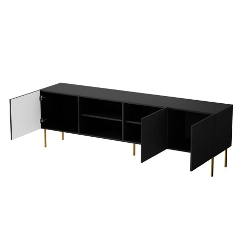 Szafka RTV JUNGLE 190x40,5x59,5 czarny mat + złote nóżki Szafka RTV JUNGLE 190x40,5x59,5 czarny mat + złote nóżki