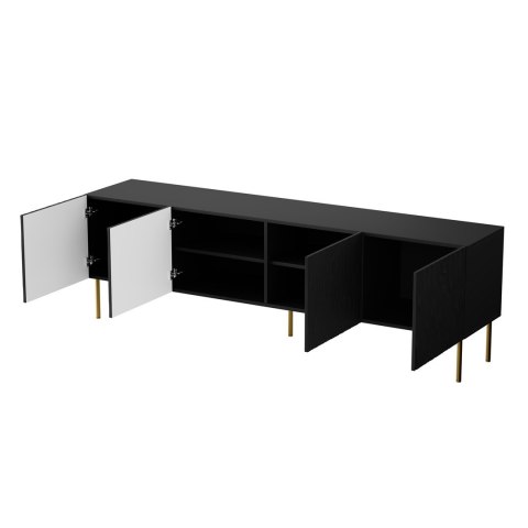 Szafka RTV JUNGLE 190x40,5x59,5 czarny mat + złote nóżki Szafka RTV JUNGLE 190x40,5x59,5 czarny mat + złote nóżki