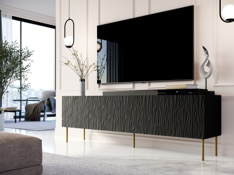 Szafka RTV JUNGLE 190x40,5x59,5 czarny mat + złote nóżki Szafka RTV JUNGLE 190x40,5x59,5 czarny mat + złote nóżki