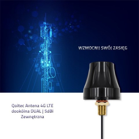 Qoltec Antena 4G LTE dookólna DUAL | 5dBi | Zewnętrzna Qoltec Antena 4G LTE dookólna DUAL | 5dBi | Zewnętrzna