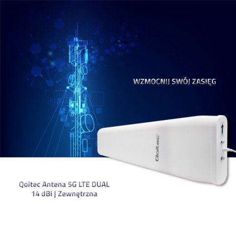 Qoltec Antena 5G LTE DUAL | 14 dBi | Zewnętrzna Qoltec Antena 5G LTE DUAL | 14 dBi | Zewnętrzna