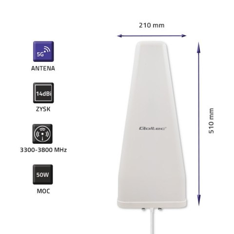Qoltec Antena 5G LTE DUAL | 14 dBi | Zewnętrzna Qoltec Antena 5G LTE DUAL | 14 dBi | Zewnętrzna