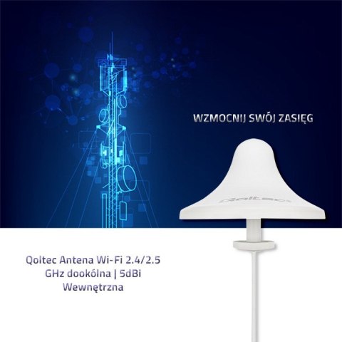 Qoltec Antena Wi-Fi 2.4/2.5 GHz dookólna | 5dBi | Wewnętrzna Qoltec Antena Wi-Fi 2.4/2.5 GHz dookólna | 5dBi | Wewnętrzna