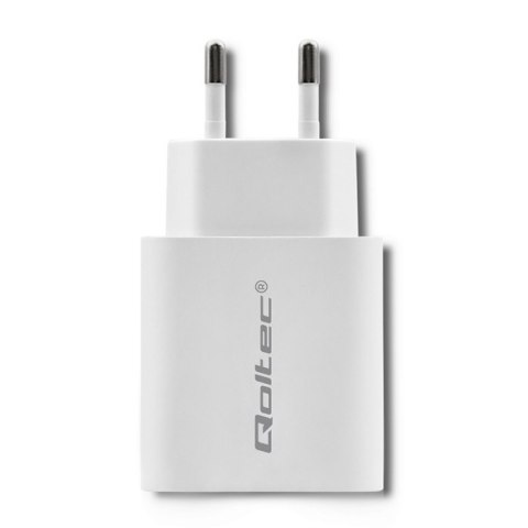 Qoltec Ładowarka sieciowa 18W | 5-12V | 1.5-3A | USB typ C PD | USB QC 3.0 | Biała Qoltec Ładowarka sieciowa 18W | 5-12V | 1.5-3A | USB typ C PD | USB QC 3.0 | Biała