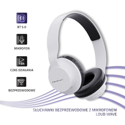 Qoltec Słuchawki bezprzewodowe Loud Wave z mikrofonem | BT 5.0 JL| Białe Qoltec Słuchawki bezprzewodowe Loud Wave z mikrofonem | BT 5.0 JL| Białe
