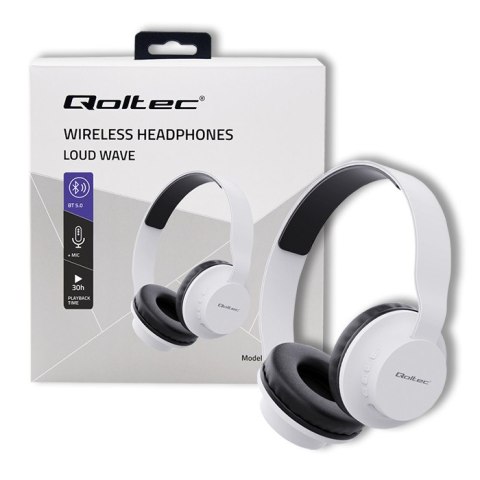 Qoltec Słuchawki bezprzewodowe Loud Wave z mikrofonem | BT 5.0 JL| Białe Qoltec Słuchawki bezprzewodowe Loud Wave z mikrofonem | BT 5.0 JL| Białe