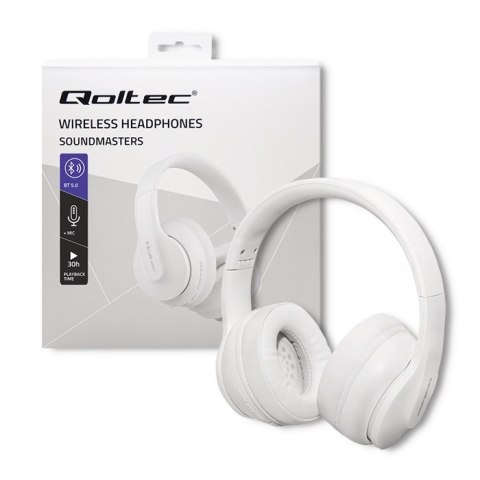 Qoltec Słuchawki bezprzewodowe Soundmasters z mikrofonem | BT 5.0 AB| Białe Qoltec Słuchawki bezprzewodowe Soundmasters z mikrofonem | BT 5.0 AB| Białe