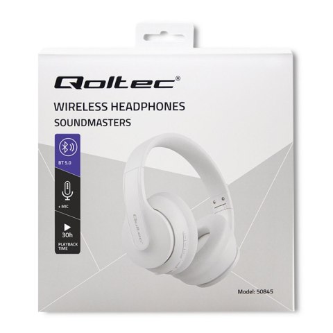 Qoltec Słuchawki bezprzewodowe Soundmasters z mikrofonem | BT 5.0 AB| Białe Qoltec Słuchawki bezprzewodowe Soundmasters z mikrofonem | BT 5.0 AB| Białe
