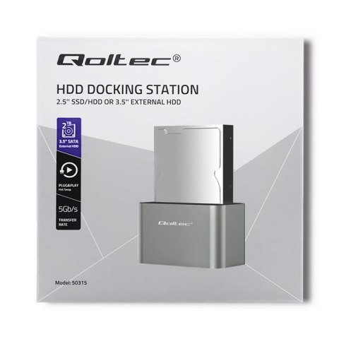 Qoltec Stacja dokująca dysków HDD/SSD | 2.5"/3.5" SATA | USB 3.0 Qoltec Stacja dokująca dysków HDD/SSD | 2.5"/3.5" SATA | USB 3.0